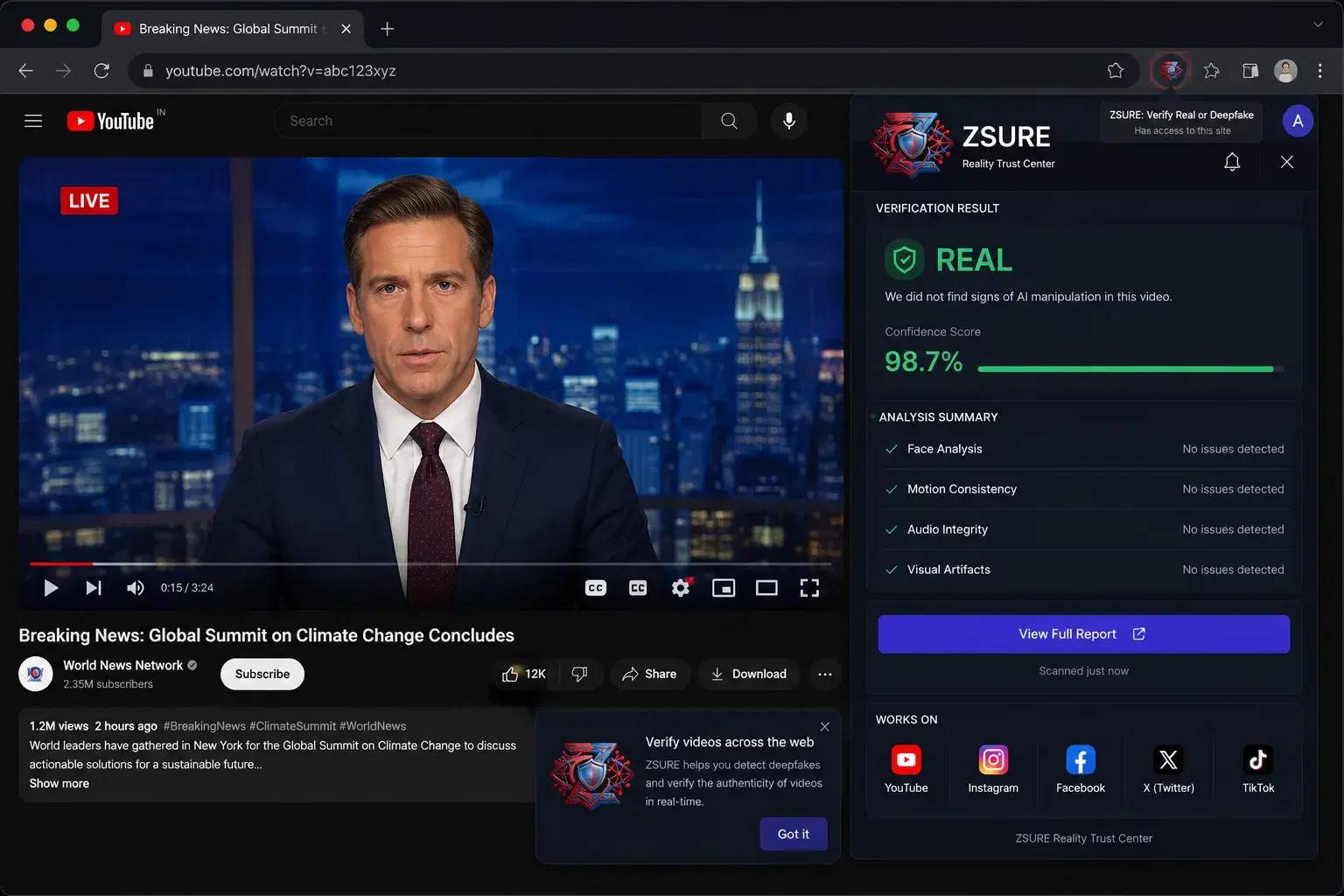 Hypotenuse AI Surveillance System verification dashboard
